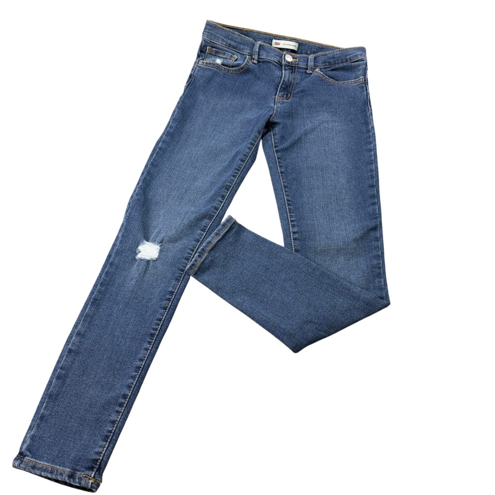 Levis Kids 710 Super Skinny Distressed Denim Jeans Girls Size 14 REG